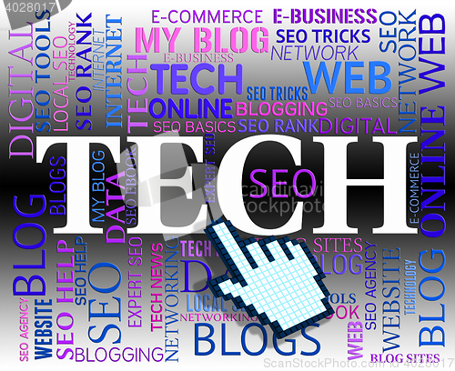 Image of Tech Word Means Web Site And Electronics