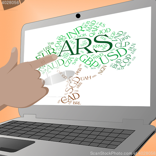 Image of Ars Currency Indicates Exchange Rate And Banknotes