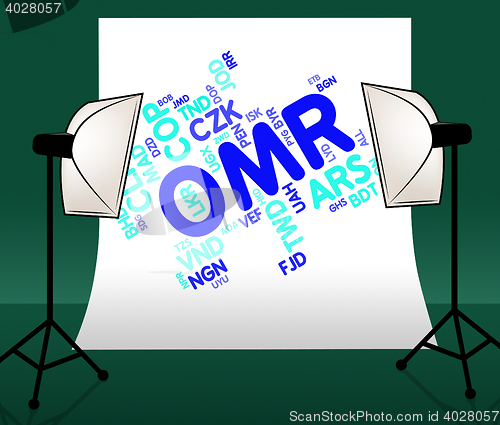 Image of Omr Currency Means Oman Rials And Coin