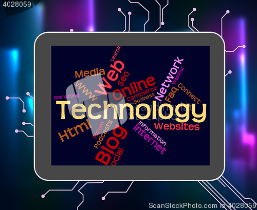 Image of Technology Word Represents Digital Electronic And Data