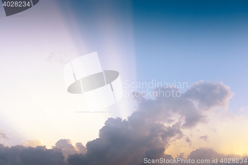 Image of Beautiful sky with fluffy clouds