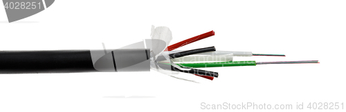 Image of Fiber optic cable detail isolated on white