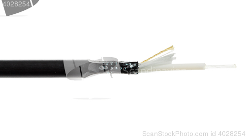 Image of Fiber optic cable detail isolated on white