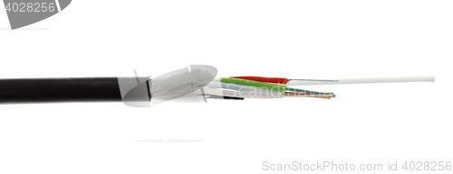 Image of Fiber optic cable detail isolated on white