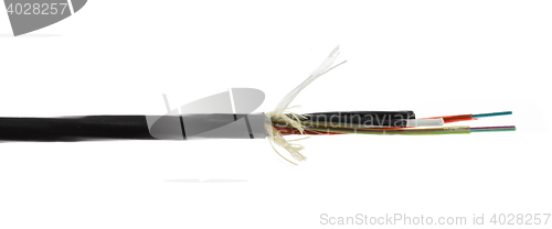 Image of Fiber optic cable detail isolated on white