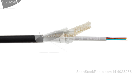 Image of Fiber optic cable detail isolated on white