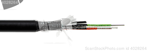 Image of Fiber optic cable detail isolated on white