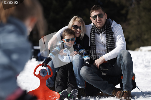 Image of family portrait at beautiful winter day