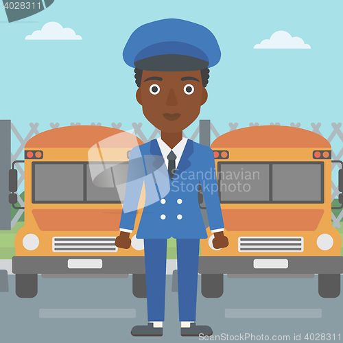 Image of School bus driver vector illustration.