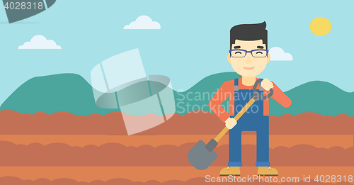 Image of Farmer with shovel vector illustration.