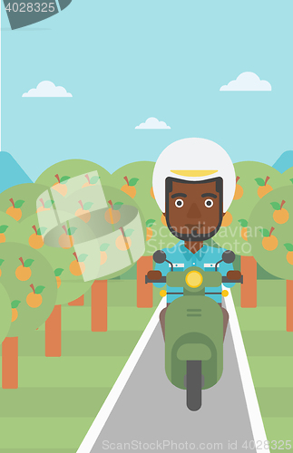 Image of Man riding scooter vector illustration.