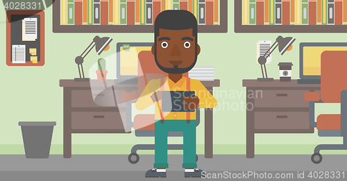 Image of Man using tablet computer vector illustration.