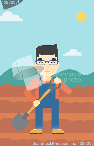 Image of Farmer with shovel vector illustration.