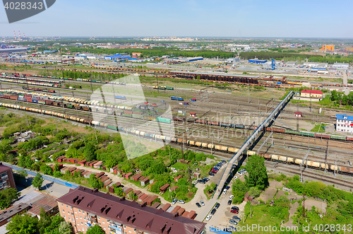 Image of Voynovka railway node. Pedestrian bridge. Tyumen