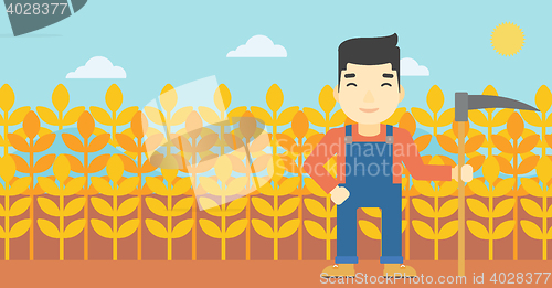 Image of Farmer with scythe vector illustration.