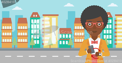 Image of Synchronization between smartwatch and smartphone.