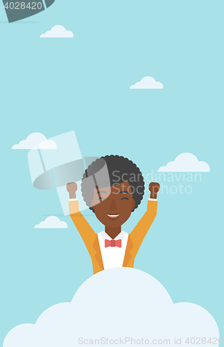 Image of Woman sitting on cloud vector illustration.