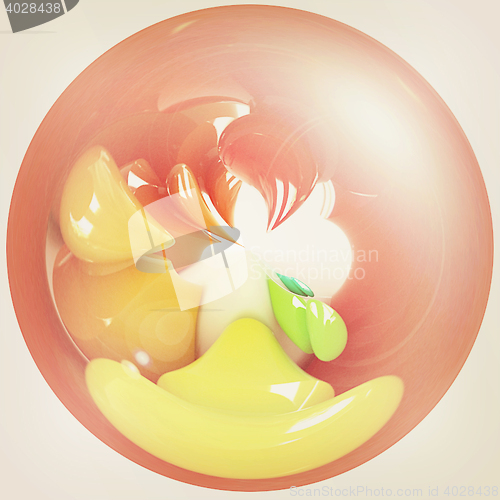 Image of Shiny button. 3D illustration. Vintage style.