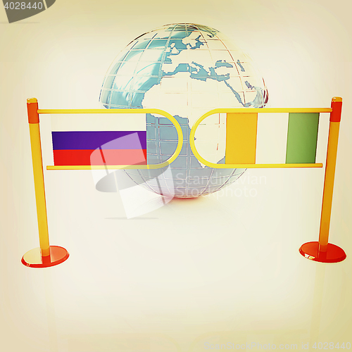 Image of Three-dimensional image of the turnstile and flags of Ireland an