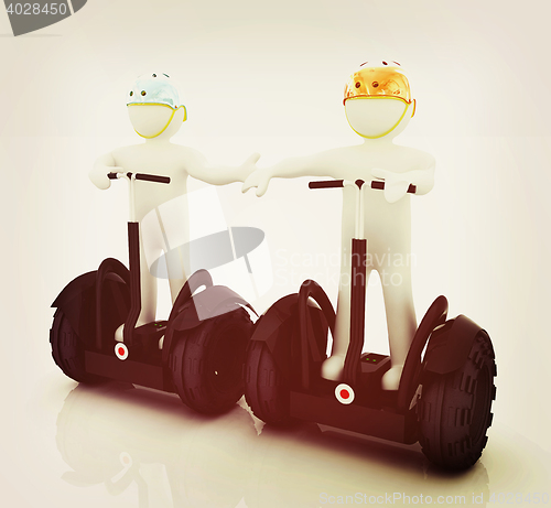 Image of 3d people in riding on a personal and ecological transport in he