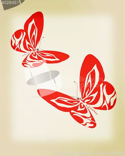 Image of beauty butterflies. 3D illustration. Vintage style.