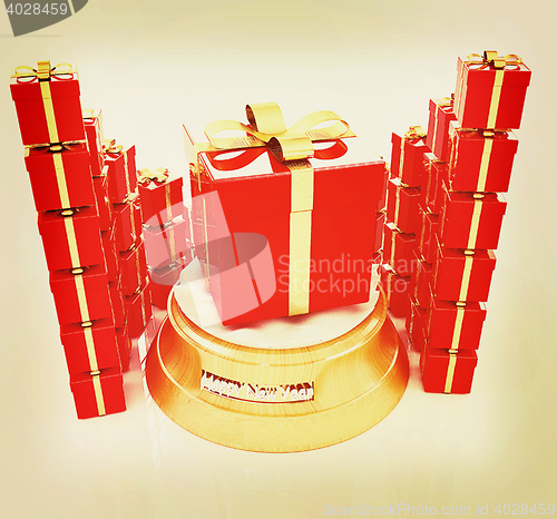 Image of Bright christmas gifts. 3D illustration. Vintage style.
