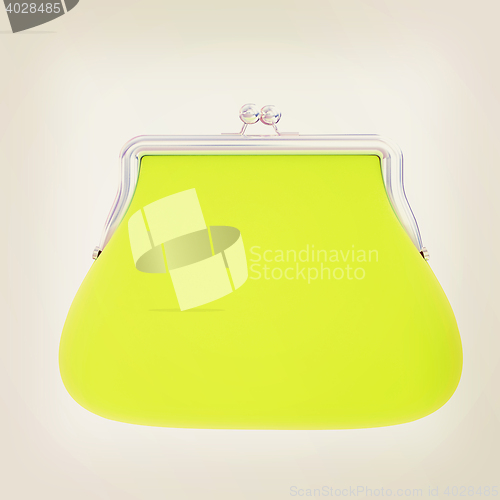 Image of green purse on a white . 3D illustration. Vintage style.