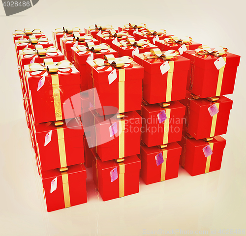 Image of Bright christmas gifts. 3D illustration. Vintage style.