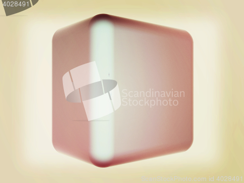 Image of Blue metallic shine cube. 3D illustration. Vintage style.