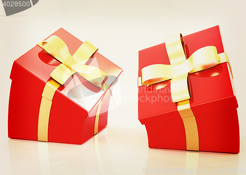 Image of Crumpled gifts. 3D illustration. Vintage style.