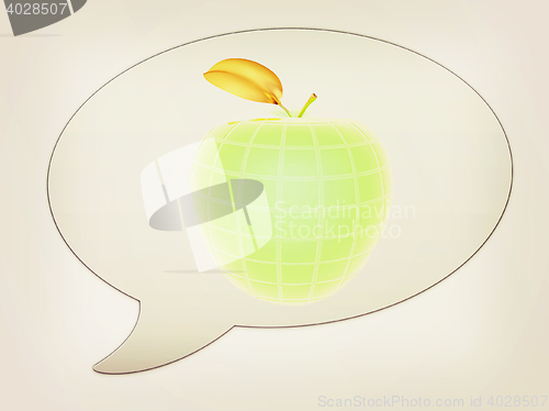 Image of messenger window icon and abstract apple . 3D illustration. Vint