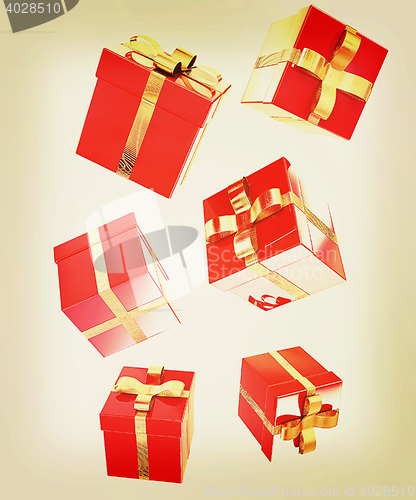 Image of Bright christmas gifts on a white background . 3D illustration. 