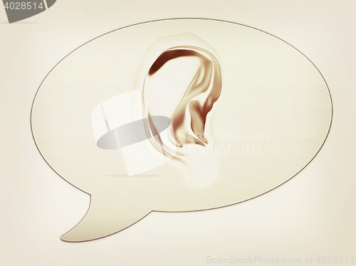 Image of messenger window icon. Ear 3d . 3D illustration. Vintage style.