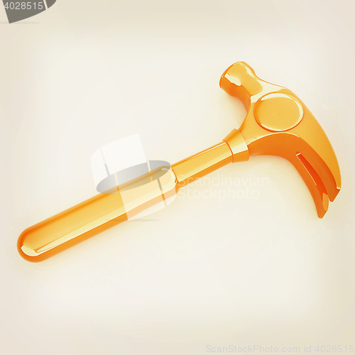 Image of Hammer on white background . 3D illustration. Vintage style.