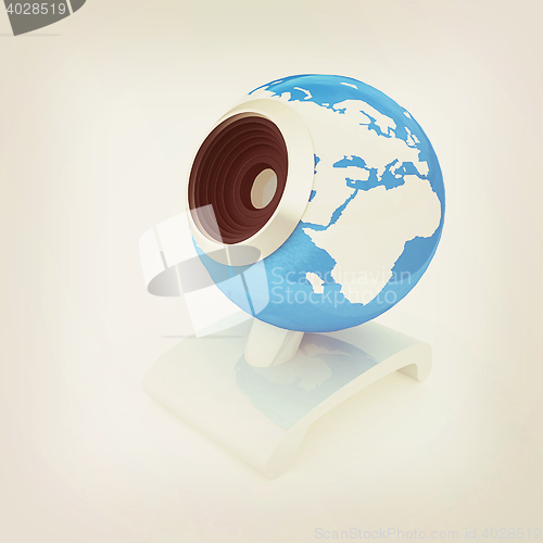 Image of Web-cam for earth.Global on line concept. 3D illustration. Vinta