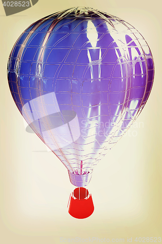 Image of Hot Air Balloons with Gondola. 3D illustration. Vintage style.