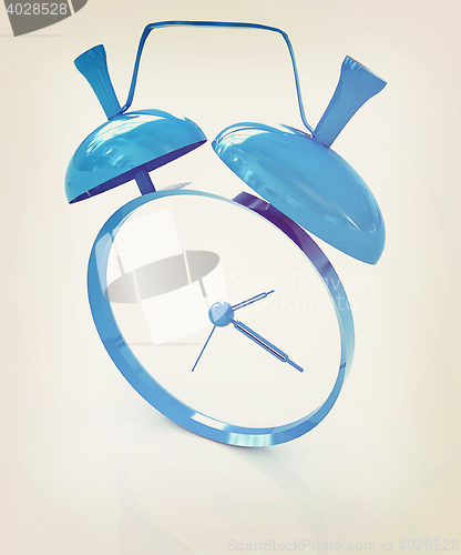 Image of Alarm clock. 3D icon . 3D illustration. Vintage style.