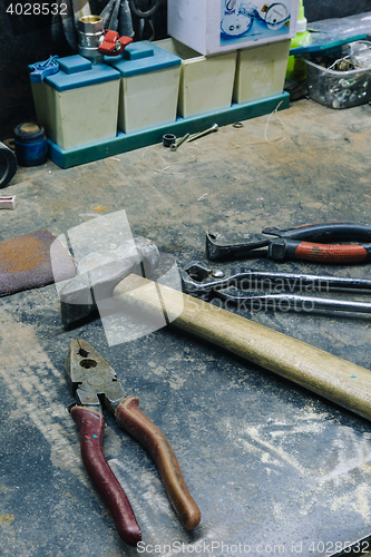 Image of Measuring tool with metal bars on table