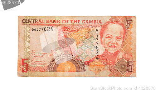 Image of 5 Gambian dalasi bank note