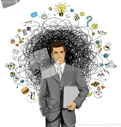 Image of Vector Businessman With Laptop