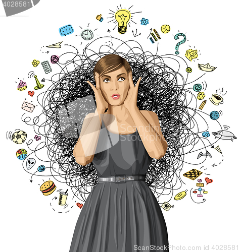 Image of Vector Surprised Girl in Dress
