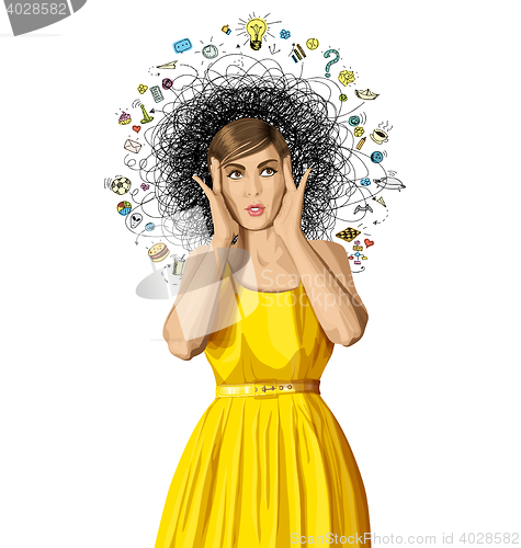 Image of Vector Surprised Girl in Dress