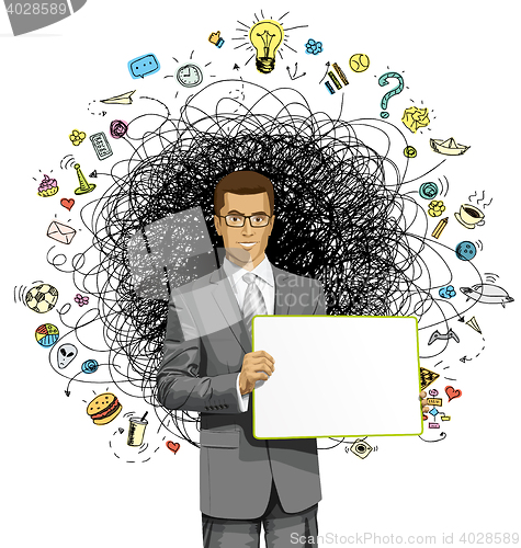 Image of Vector Business Man with Empty Write Board
