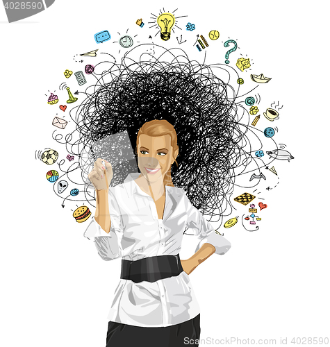 Image of Vector Business Woman Writing Something