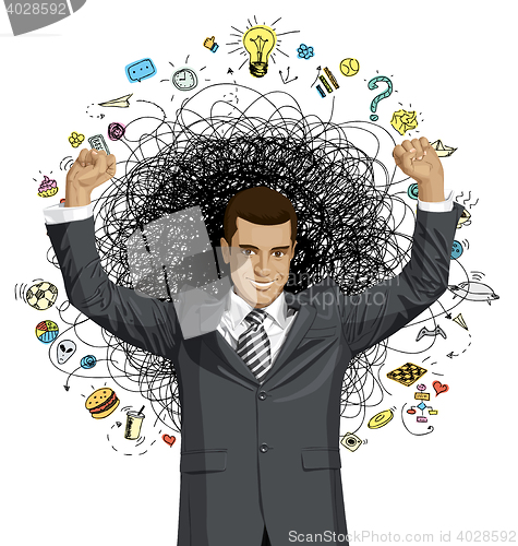 Image of Vector Businessman With Hands Up