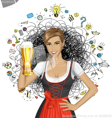 Image of Vector Cute Woman In Drindl On Oktoberfest