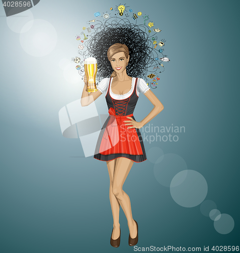 Image of Vector Cute Woman In Drindl On Oktoberfest