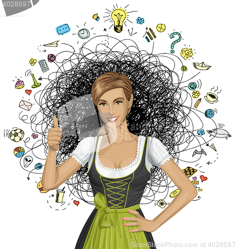 Image of Vector Cute Woman In Drindl On Oktoberfest