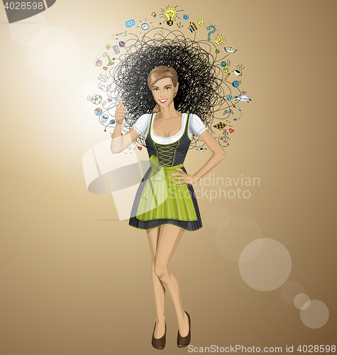 Image of Vector Cute Woman In Drindl On Oktoberfest