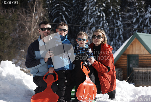 Image of family portrait at beautiful winter day